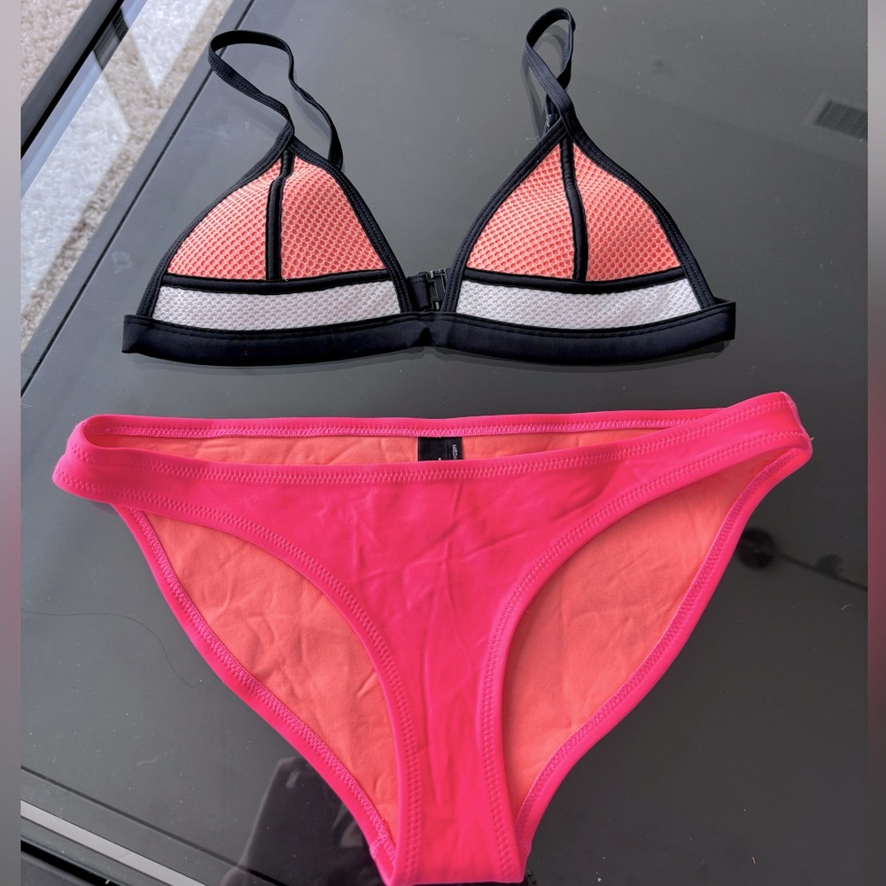 Orange Pink Black Triangl Bikini Set Small